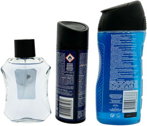 set profumo uomo Adidas CHAMPIONS EDITION Eau de Toilette spray 100 ml + Hair & Body Shower Gel + Deo Body spray