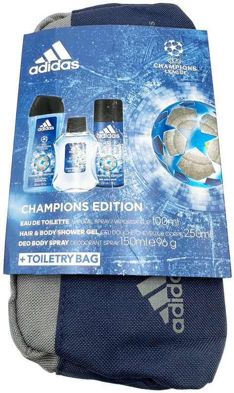set profumo uomo Adidas CHAMPIONS EDITION Eau de Toilette spray 100 ml + Hair & Body Shower Gel + Deo Body spray