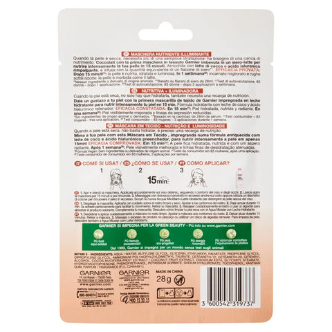 set 10 maschere viso in tessuto Garnier PureActive - SkinActive - Hydra/Nutri Bomb