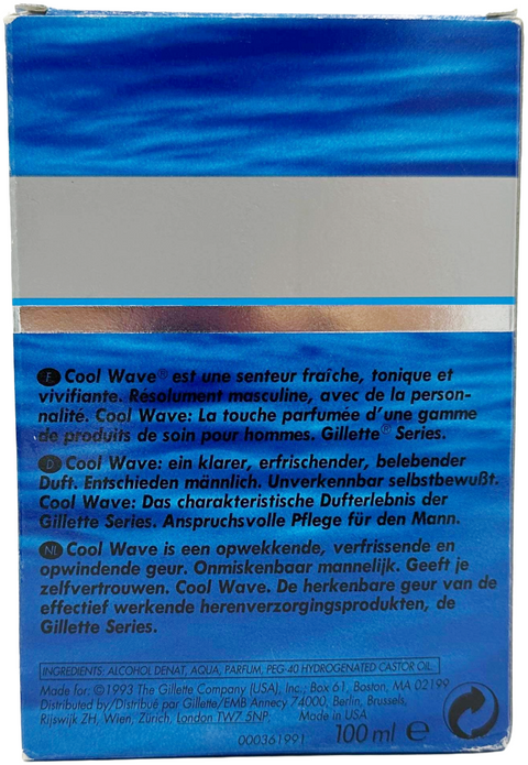profumo uomo Eau de Toilette / After Shave Gillette Series COOL WAVE splash 100 ml