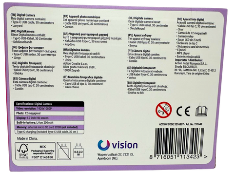 fotocamera digitale per bambini Vision 3216907 211642