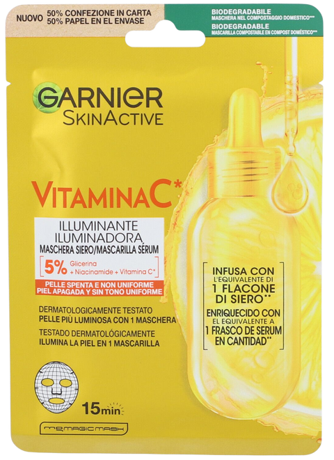 maschera viso in tessuto Garnier SkinActive Illuminante con Vitamina C
