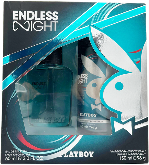 set profumo uomo Playboy ENDLESS NIGHT Eau de Toilette spray for Him 100 ml + 24H Deodorant Body spray