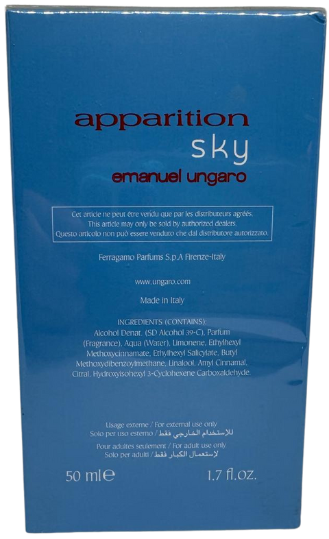 profumo uomo Eau de Toilette Natural Spray Emanuel Ungaro Apparition Sky 50 ml