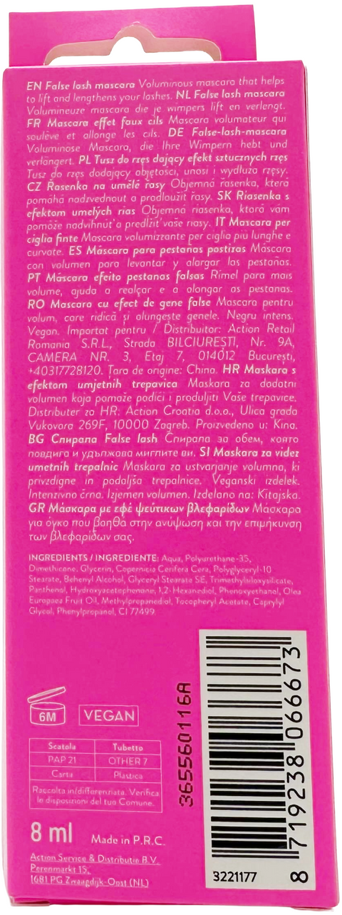 mascara volumizzante Max & More False Lash 3221177 BLACK