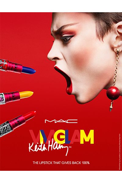 rossetto Mac Cosmetics Frost Lipstick Viva Glam Keith Haring ST. MARKS YELLOW