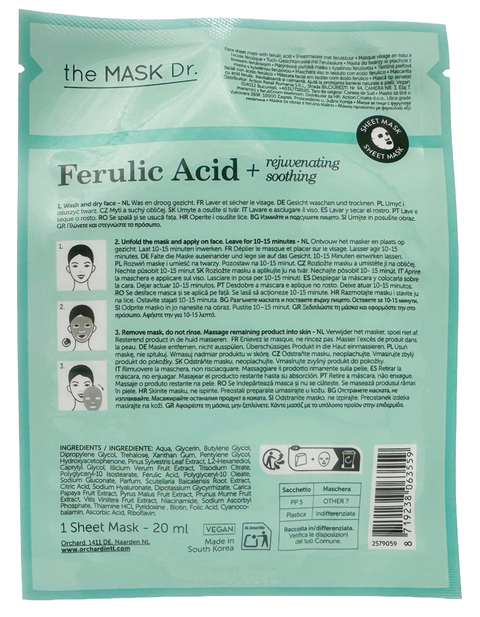 maschera viso coreana tessuto The MASK Dr. FERULIC ACID Rejuvenating + Soothing