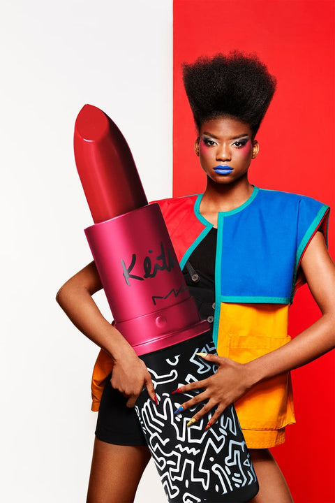 rossetto Mac Cosmetics Frost Lipstick Viva Glam Keith Haring ST. MARKS YELLOW