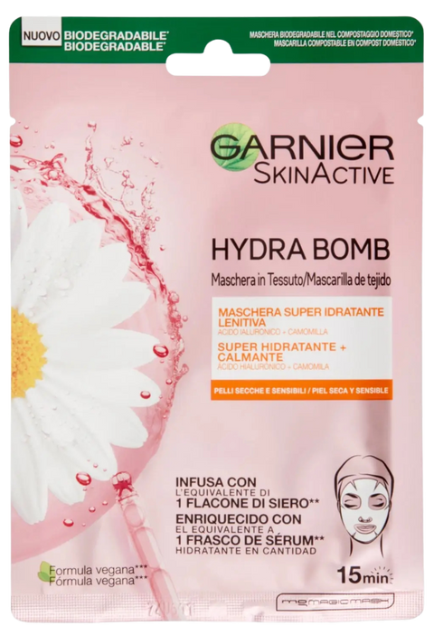 set 10 maschere viso in tessuto Garnier PureActive - SkinActive - Hydra/Nutri Bomb