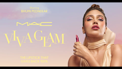 rossetto Mac Cosmetics Powder Kiss Lipstick VIVA GLAM BHUMI PEDNEKAR