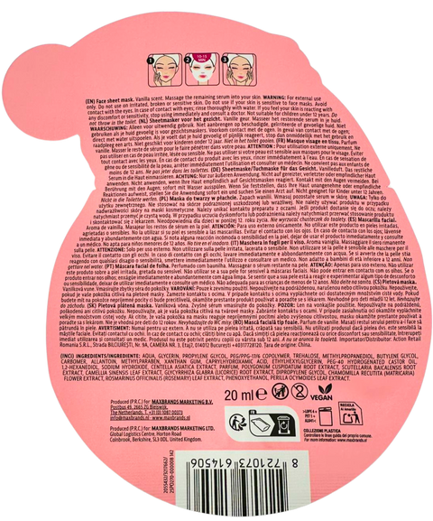 maschera viso in tessuto Natale Maxbrands Glowing with Warm Vanilla Scent