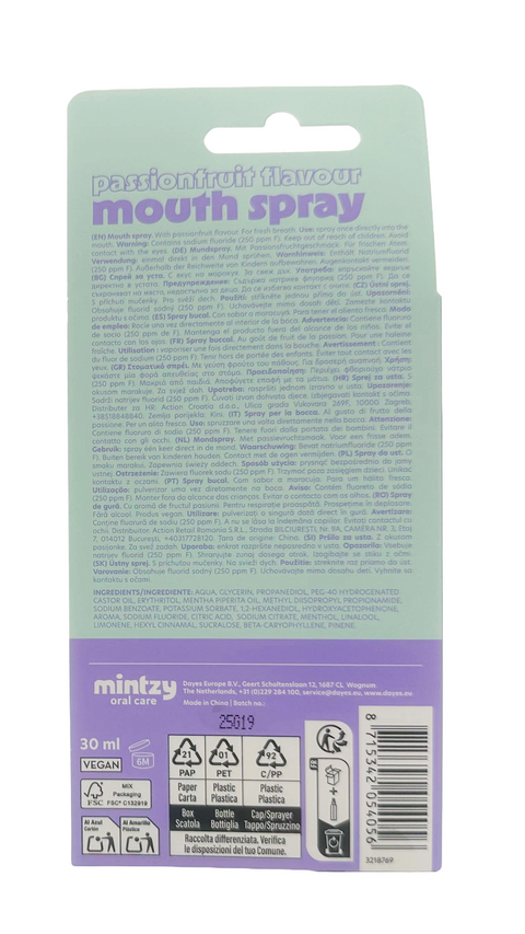 spray orale per l'alito Mintzy PASSIONFRUIT Flavour Mouth 30 ml