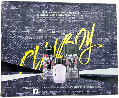 set profumo uomo Playboy NEW YORK Eau de Toilette spray 60 ml + Deodorant Body + Shower Gel