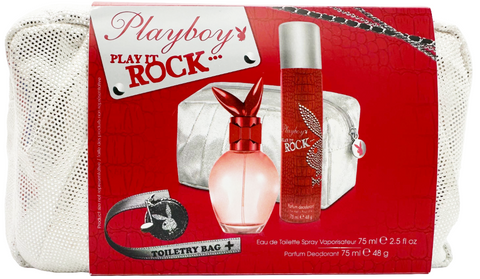 set profumo donna Playboy PLAY IT ROCK Eau de Toilette spray 75 ml + Parfum Deodorant + Toiletry Bag