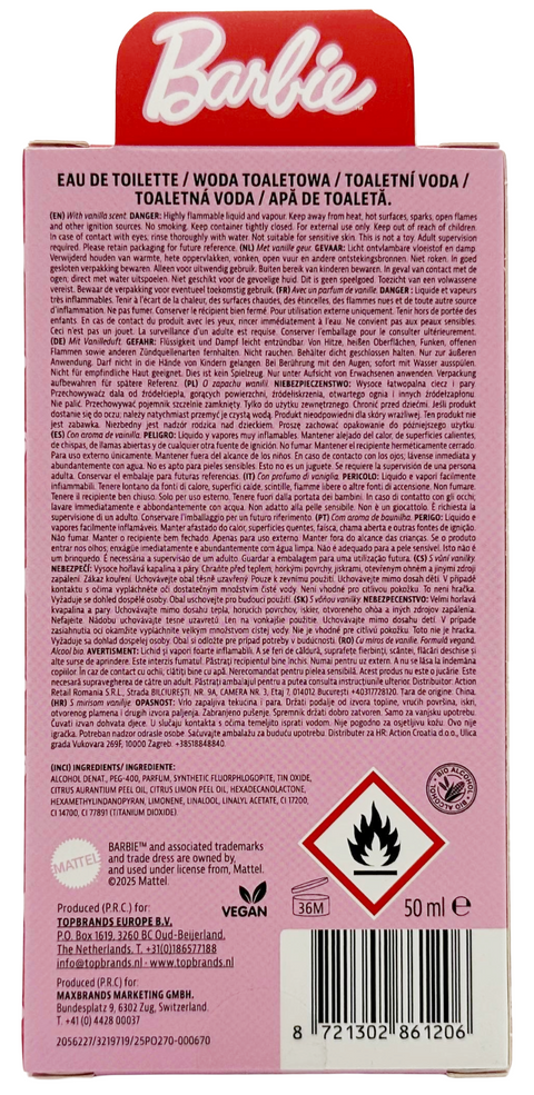profumo Eau de Toilette Topbrands Mattel Barbie Follow Your Dreams Warm Vanilla Scent 50 ml