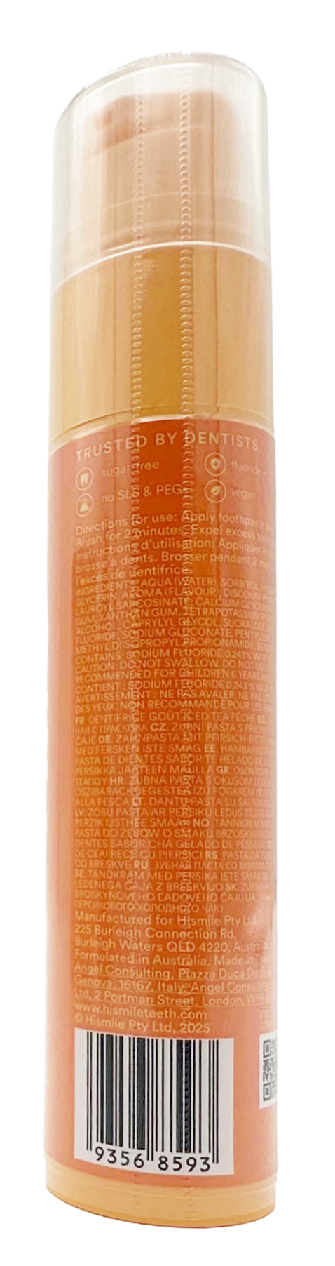 dentifricio Hismile Fluoride Toothpaste Peach Iced Tea 60 g