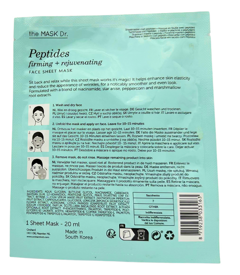 maschera viso coreana tessuto The MASK Dr. PEPTIDES Firming + Rejuvenating