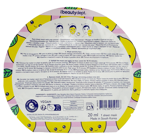 maschera viso tessuto The Beauty Dept. Yuja Fruity Face sheet mask Purifying