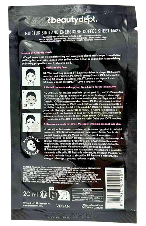 maschera viso coreana tessuto The Beauty Dept. We Are Meant To Bean! Moisturising and Energising Caffè