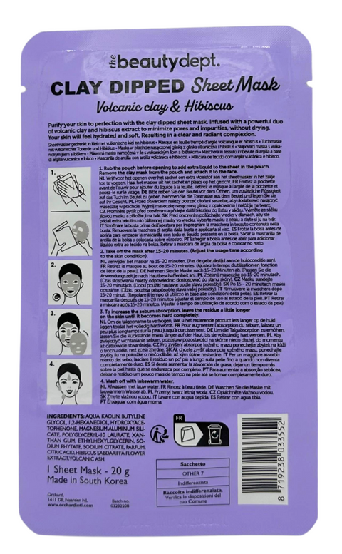 maschera viso tessuto The Beauty Dept. Volcanic Clay & Hibiscus Clay Dipped