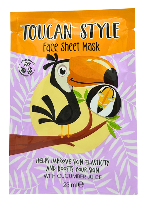 maschera viso in tessuto Maxbrands Toucan Style con succo di Cetriolo