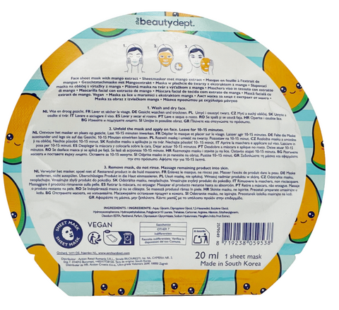 maschera viso tessuto The Beauty Dept. Mango Fruity Face sheet mask Nourishing