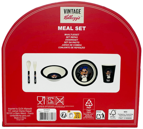 meal set (2 posate + 2 piatti + 1 bicchiere) Vintage Kellogg's COCO POPS