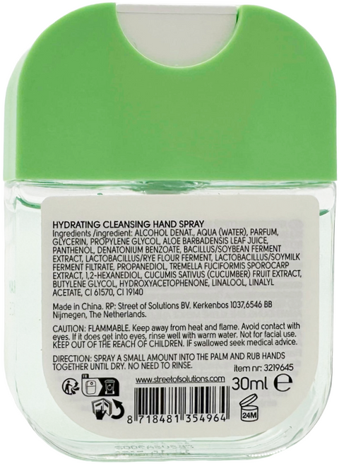igienizzante mani Betty's Hydrating Cleansing Hand spray CUCUMBER Fragrance 30 ml