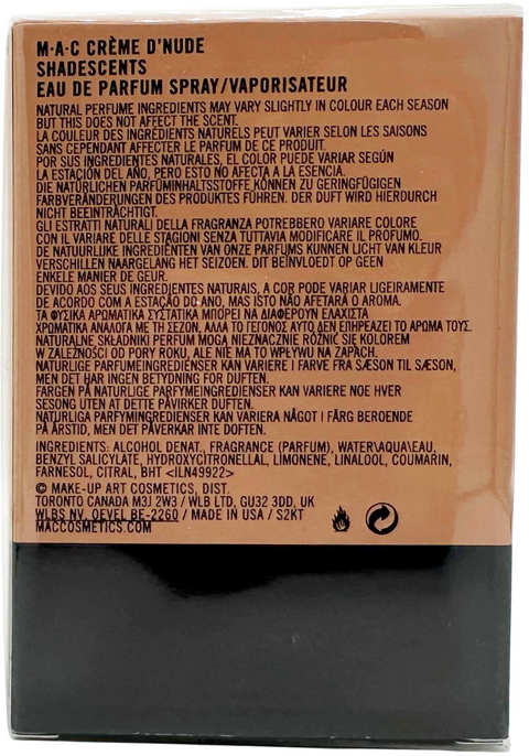 profumo donna Eau de Parfum Mac Cosmetics Shadescents CRÈME D'NUDE spray 50 ml