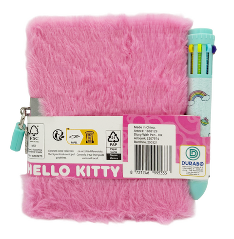 diario con lucchetto Sanrio Hello Kitty Furry Diary with multicolouring pen