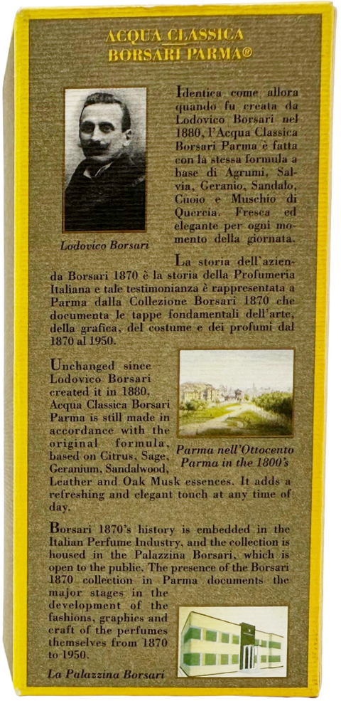 profumo unisex Eau de Toilette Acqua Classica Borsari 1870 Parma spray 50 ml
