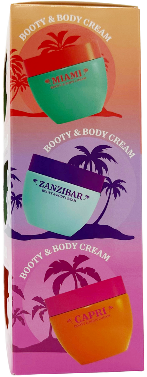 set creme corpo e glutei The Beauty Dept. Booty & Body Cream Tower Miami Zanzibar Capri 3 x 75 ml