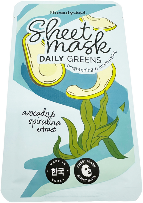 maschera viso The Beauty Dept. DAILY GREENS Brighteing & Illuminating AVOCADO + SPIRULINA
