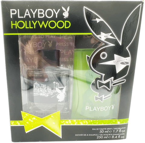 set profumo uomo Playboy HOLLYWOOD Eau de Toilette 50 ml spray + Shower Gel & Shampoo
