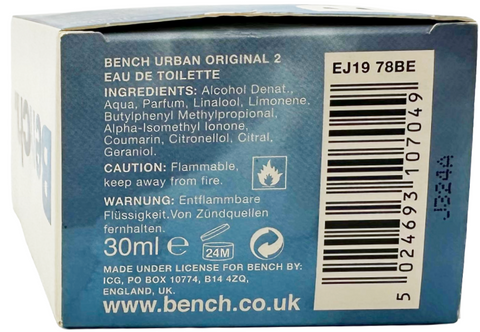 profumo uomo Eau de Toilette Bench AN URBAN ORIGINAL 2 spray 30 ml
