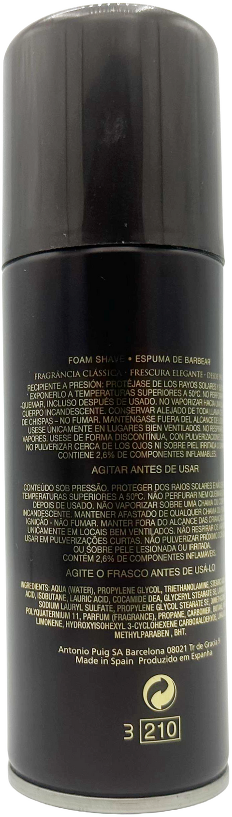 schiuma da barba Antonio Puig Massimo Dutti Fragancia Clásica 150 ml