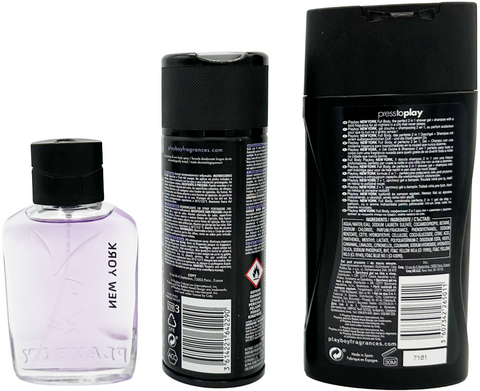 set profumo uomo Playboy NEW YORK Eau de Toilette spray 60 ml + Deodorant Body + Shower Gel