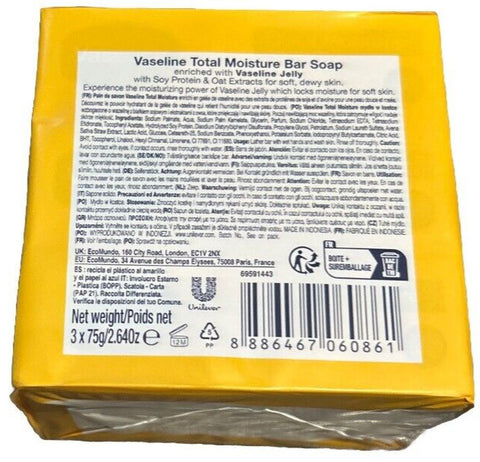 sapone solido Vaseline Healthy Plus Total Moisture 3 x 75 gr