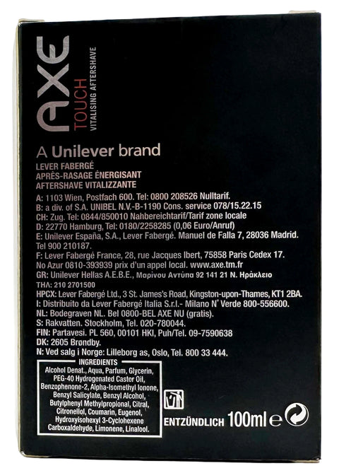 after shave Fabergé Axe Touch Vitalising Aftershave Axeshave splash 100 ml