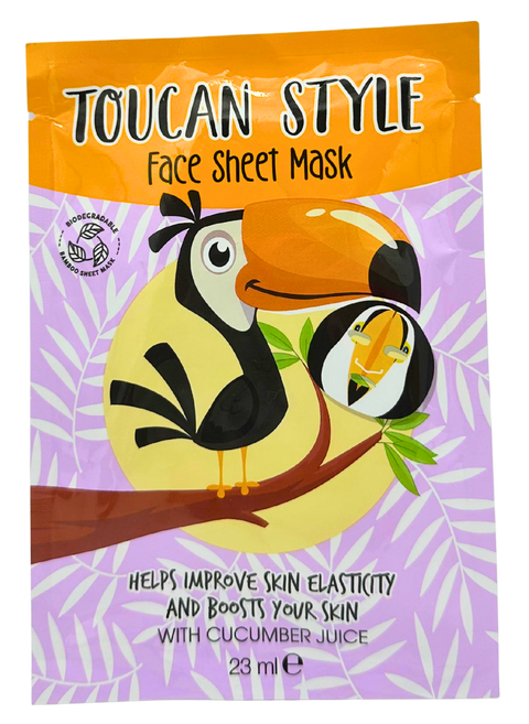 maschera viso in tessuto Maxbrands Toucan Style con succo di Cetriolo