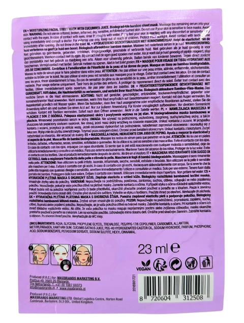 maschera viso in tessuto Maxbrands Toucan Style con succo di Cetriolo